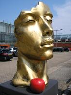 ZEER GROOT DESIGN BEELD BUSTE GOUD BRONS KLEUR, Antiek en Kunst, Ophalen