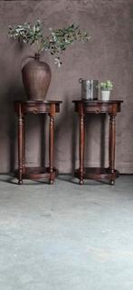 2 rond koloniaal bijzettafels tafeltjes nachtkastjes !, Huis en Inrichting, Tafels | Bijzettafels, Minder dan 55 cm, Gebruikt