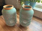 Leuke mint groene waxine lichthouders., Huis en Inrichting, Ophalen, Zo goed als nieuw, Overige materialen, Minder dan 25 cm