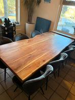 Massief houten boomstam eettafel 240x100 cm + 8 stoelen, Huis en Inrichting, Tafels | Eettafels, Ophalen, 100 tot 150 cm, 200 cm of meer