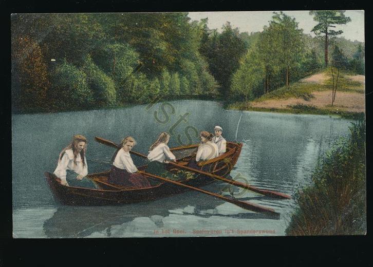 In het Gooi - Spelevaren in 't Spanderswoud [KRST009-1007, Verzamelen, Ansichtkaarten | Nederland, Gelopen, Utrecht, Voor 1920