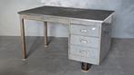 Vintage Blerk metalen bureau met lades, Ophalen, Gebruikt, Bureau