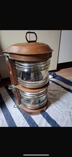 Koperen Scheepslamp dubbel ankerlicht, Verzamelen, Ophalen, Gebruikt, Motorboot of Zeilboot, Gebruiksvoorwerp