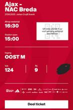 Ajax-Nac 1 ticket vak 124 naast de F-side, Tickets en Kaartjes, Sport | Voetbal, Eén persoon, April
