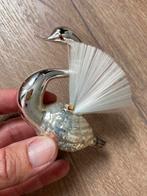 Antieke oude kerstbal zwaan met glazen ophang oogje zilver, Ophalen of Verzenden, Zo goed als nieuw