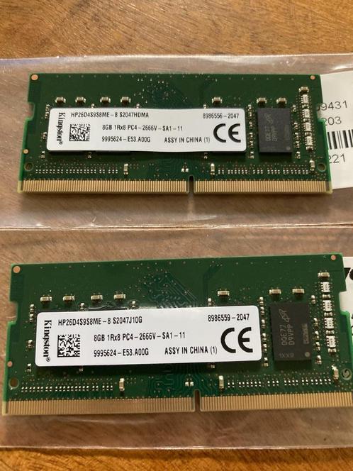 2 x 8GB Kingston DDR4 2666MHZ / So-dimm / 260PINS, Computers en Software, RAM geheugen, Gebruikt, Laptop, 8 GB, DDR4, Ophalen of Verzenden