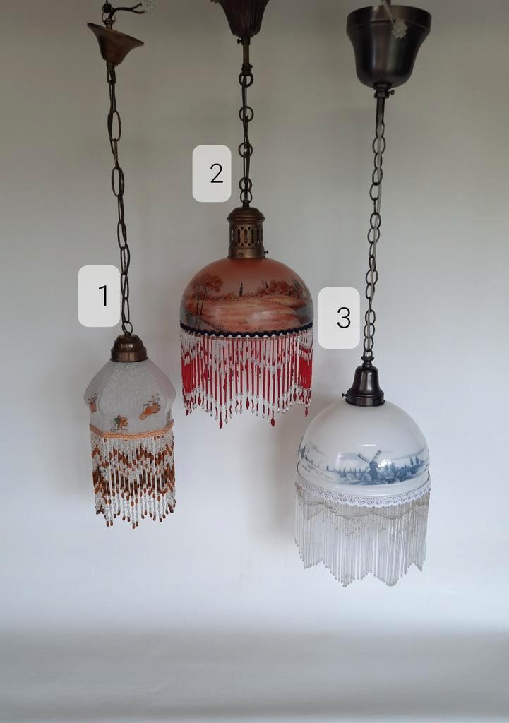 Vintage glas kralen lampen, lees de beschrijving., Huis en Inrichting, Lampen | Hanglampen, Zo goed als nieuw, Ophalen of Verzenden