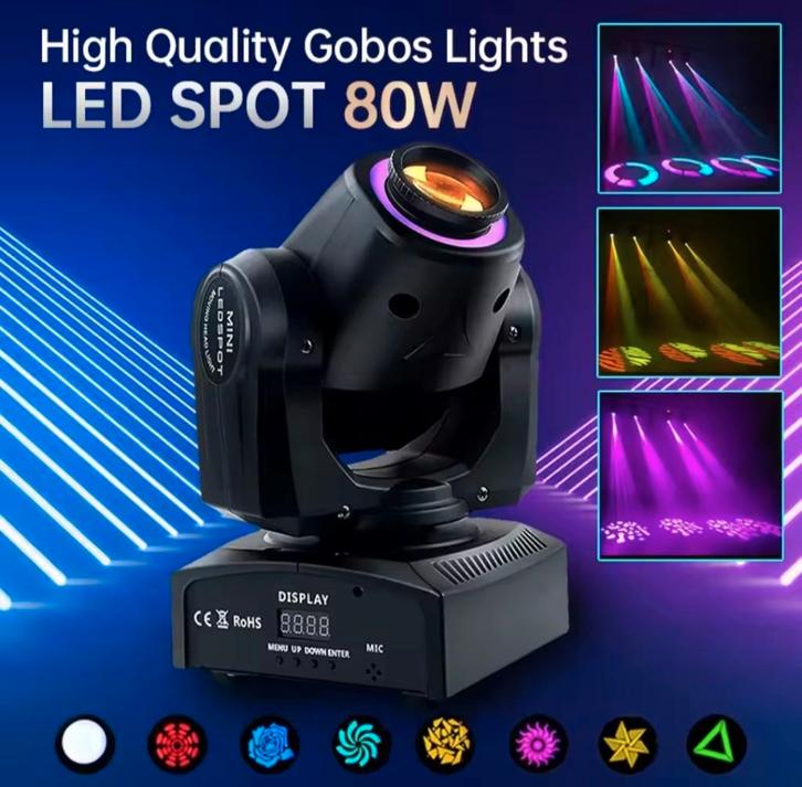 80 Watt LED DMX Moving head lichteffect, Muziek en Instrumenten, Licht en Laser, Nieuw, Licht, Geluidgestuurd, Kleur, Stroboscoopeffect