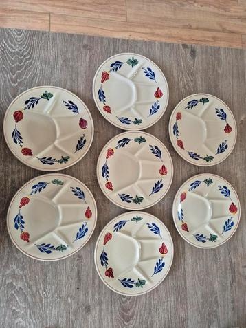 7 Boerenbont Gourmetborden - Ø 23cm beschikbaar voor biedingen