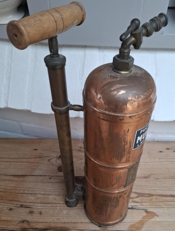 Oude Franse rood koperen brandblusser, Antiek en Kunst, Antiek | Gereedschap en Instrumenten, Ophalen of Verzenden
