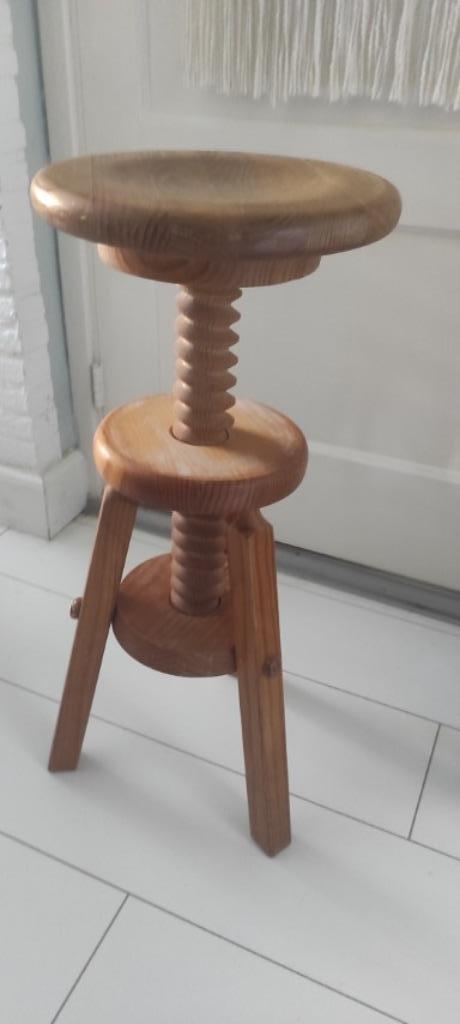 Vintage grenen draaikruk schilderskruk, Huis en Inrichting, Krukjes, Gebruikt, Hout, In hoogte verstelbaar, Ophalen of Verzenden