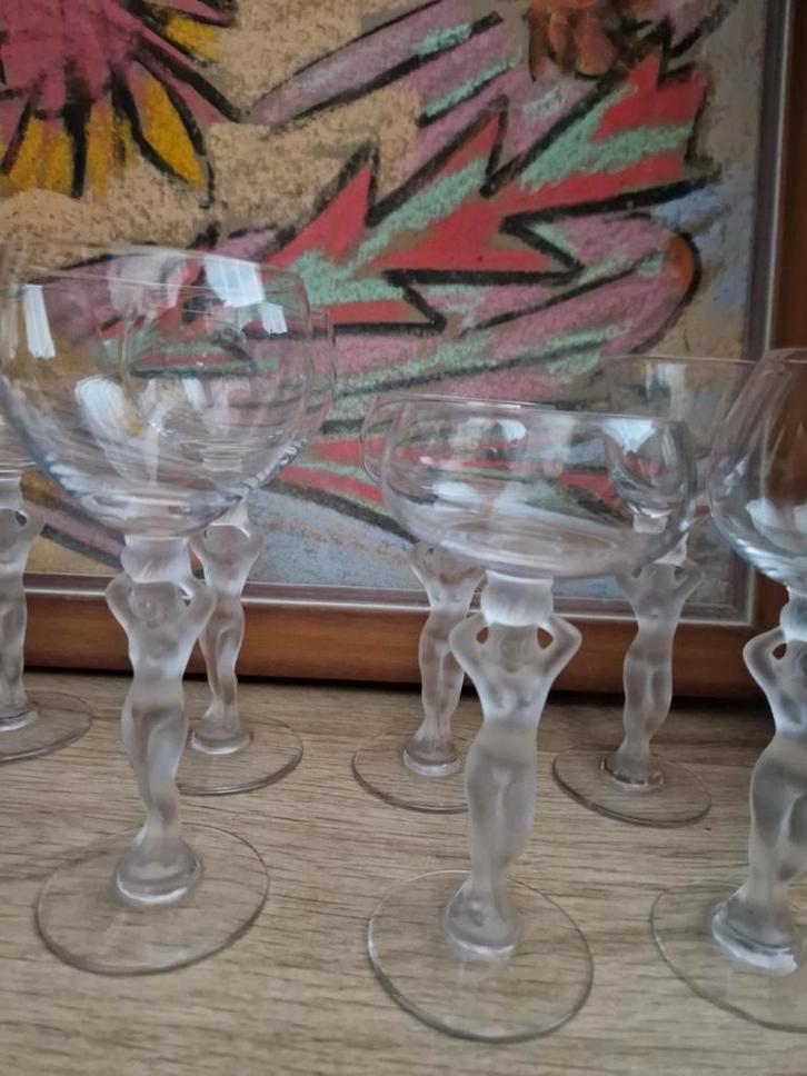 8x Bayel kristallen glazen art deco Venus, Antiek en Kunst, Antiek | Glas en Kristal, Ophalen of Verzenden