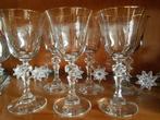 Set van 6 vintage ge-etste kristallen wijnglazen goud randje, Antiek en Kunst, Antiek | Glas en Kristal, Ophalen of Verzenden