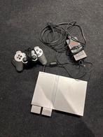 PlayStation 2 Zilver + 1 Controller, Ophalen of Verzenden, Gebruikt, Met 1 controller, Slim