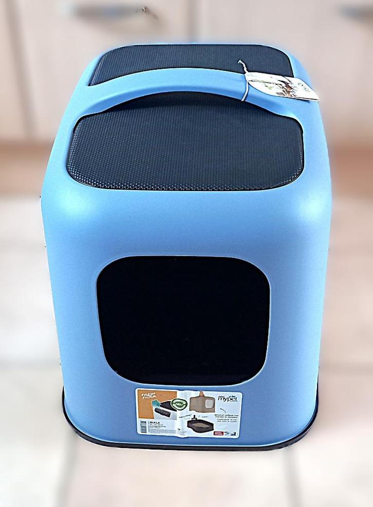 Kattenbak Rhoto MyPet - blauw -51x39,5x44,3 cm-, Dieren en Toebehoren, Kattenbakken, Gesloten, Ophalen