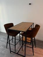 Bar tafel set met 2 krukken, Ophalen, Met voetsteun, Zo goed als nieuw, 90 cm of meer