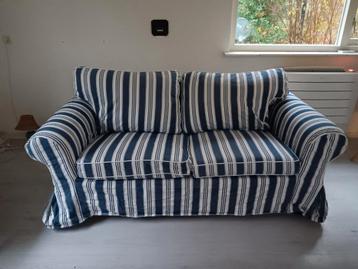 Ikea Ektorp 2-zits bank blauw/wit gestreepte hoezen - afbeelding 2