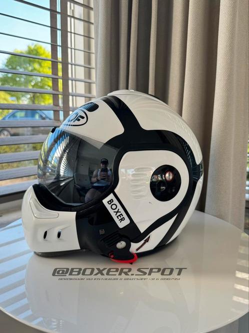 Roof Boxer V8 “Bond” editie maat S met spiegelvizier, Motoren, Kleding | Motorhelmen, Systeemhelm, S, Overige merken, Tweedehands