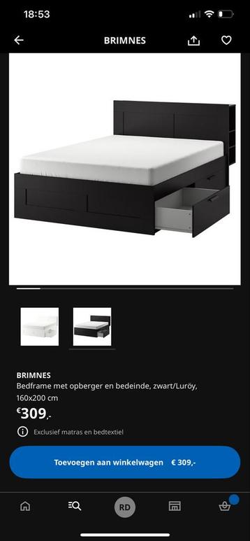 IKEA BRIMNES bedframe 160x200 - Zwart. - afbeelding 2