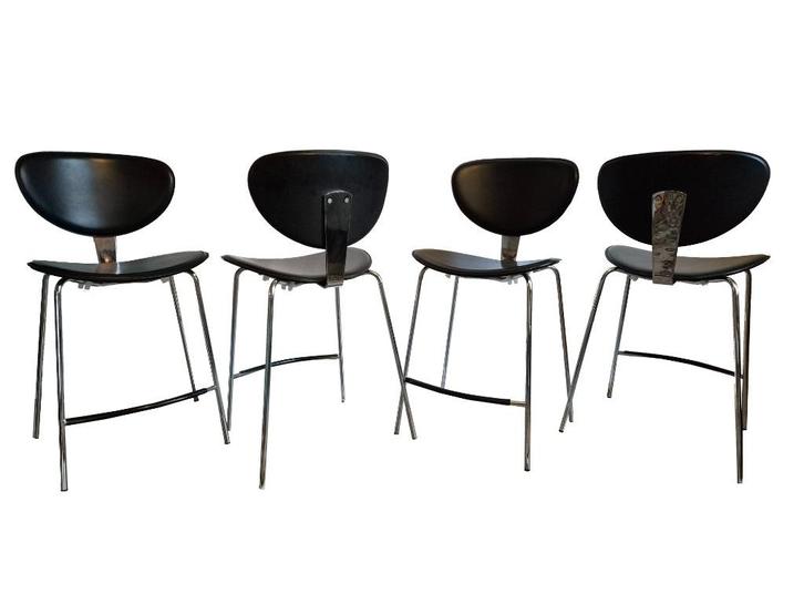 Schitterende Calligaris Italiaans design hoge kruk barkruk, Huis en Inrichting, Barkrukken, Gebruikt, 90 cm of meer, Leer, Metaal