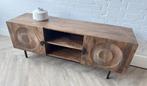 Magazijn Leegverkoop TV meubel Carved mangohout metaal zwart, Nieuw, Ophalen of Verzenden, Info@wkhome.nl, Argonweg 20 Amersfoort