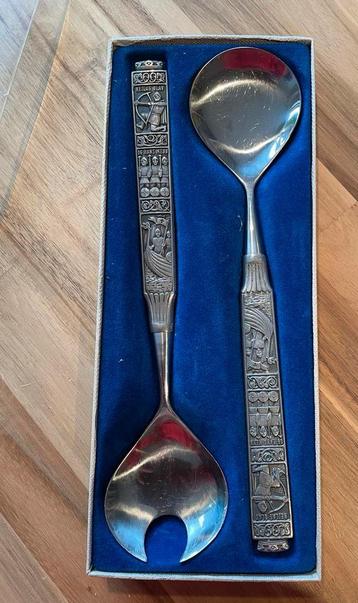 Noorse Tinnen Slabestek & theelepeltje - Heilig Olav beschikbaar voor biedingen