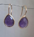 14 karaat vergulde oorbellen met amethyst, Verzenden, Zo goed als nieuw, Goud, Goud