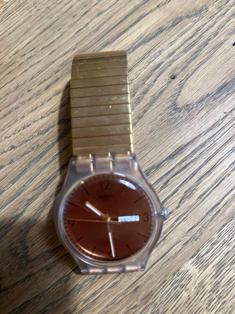 Groot Swatch Dameshorloge, Sieraden, Tassen en Uiterlijk, Horloges | Dames, Gebruikt, Polshorloge, Swatch, Kunststof, Staal, Ophalen of Verzenden