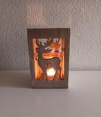 Kerst. Waxinelicht/sfeerlicht. 2- delig. Hout en glas., Diversen, Kerst, Ophalen of Verzenden, Gebruikt