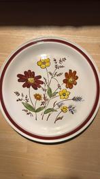Vintage taartset Korea (13-delig) – handbeschilderd bloem, Ophalen of Verzenden