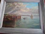 Haven met personen, Antiek en Kunst, Ophalen of Verzenden