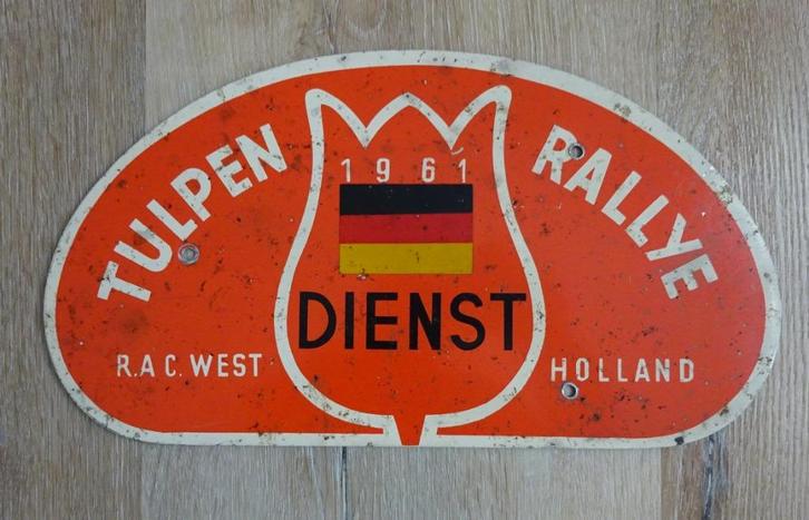 Metalen rally plaat Dienst Tulpenrally 1961 Böhringer, Verzamelen, Automerken, Motoren en Formule 1, Gebruikt, Auto's, Ophalen of Verzenden