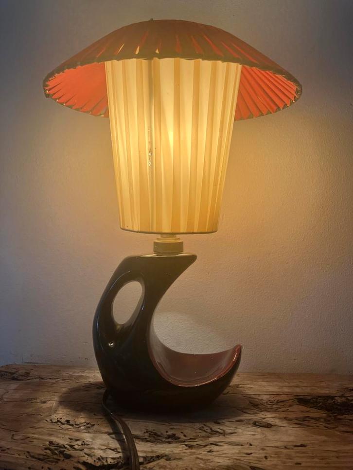 Jolelyne Tromé Design ,Tafellamp,kunststof lintkap, Huis en Inrichting, Lampen | Tafellampen, Gebruikt, Minder dan 50 cm, Kunststof