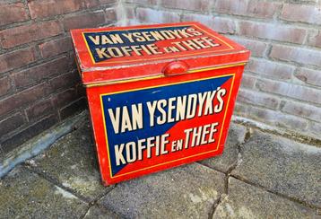 VAN IJSENDIJK'S KOFFIE EN THEE blik rood blauw mooie staat beschikbaar voor biedingen