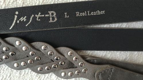 Leren riem, ceintuur, Just-B, grijs. Taille of heup. L, Kleding | Dames, Riemen en Ceinturen, Zo goed als nieuw, Tailleriem, 100 cm of meer