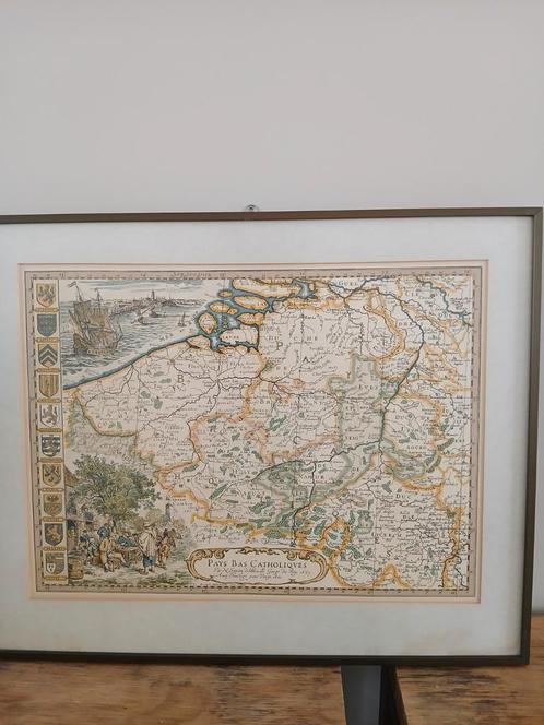 Oude kaart Vlaams-Brabant - Ingelijst, Antiek en Kunst, Kunst | Etsen en Gravures, Ophalen
