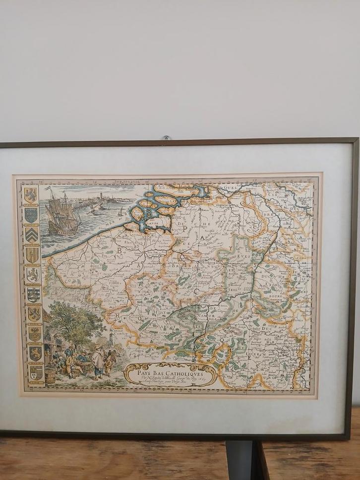 Oude kaart Vlaams-Brabant - Ingelijst, Antiek en Kunst, Kunst | Etsen en Gravures, Ophalen