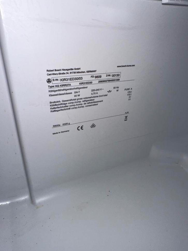 Bosch Inbouw koelkast 178cm - Vistafresh - KIR31E30/03, Witgoed en Apparatuur, Vriezers en Diepvrieskisten, Gebruikt, Inbouw, 120 tot 140 cm