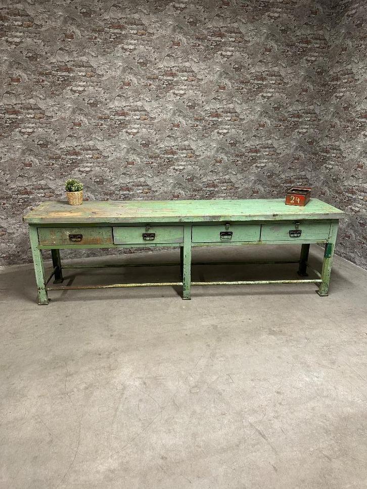 Industriële vintage werkbank 1079, Doe-het-zelf en Verbouw, Werkbanken, Zo goed als nieuw, 170 cm of meer, Ophalen of Verzenden