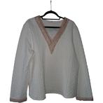 Kabel trui wit met gouden vhals XXL, Noekies.com, Wit, Maat 46/48 (XL) of groter, Zo goed als nieuw