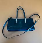 Vintage leren tas Vezzosi zwart/blauw, Sieraden, Tassen en Uiterlijk, Tassen | Damestassen, Ophalen of Verzenden, Zo goed als nieuw