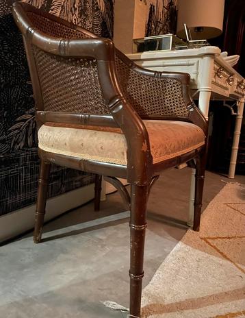 Vintage Faux bamboe fauteuil  beschikbaar voor biedingen