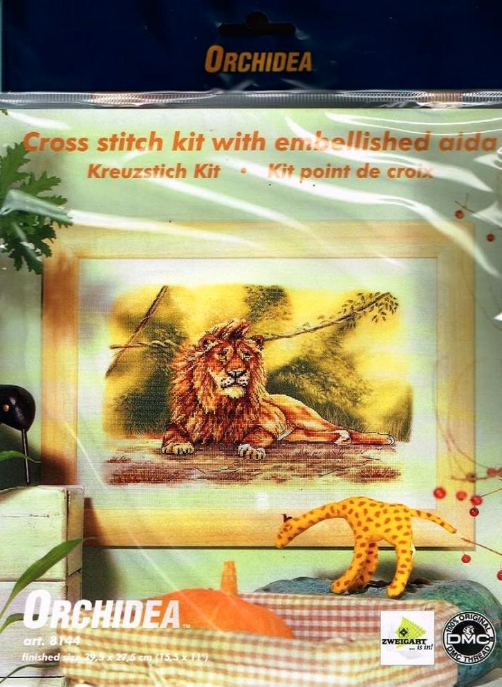 Cado sale orchidea voorbedrukt borduurpakket leeuw 8144, Hobby en Vrije tijd, Borduren en Borduurmachines, Nieuw, Borduurpakket