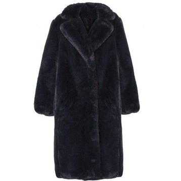 Bontjas marccain winterjas zwart luxe mantel faux fur beschikbaar voor biedingen
