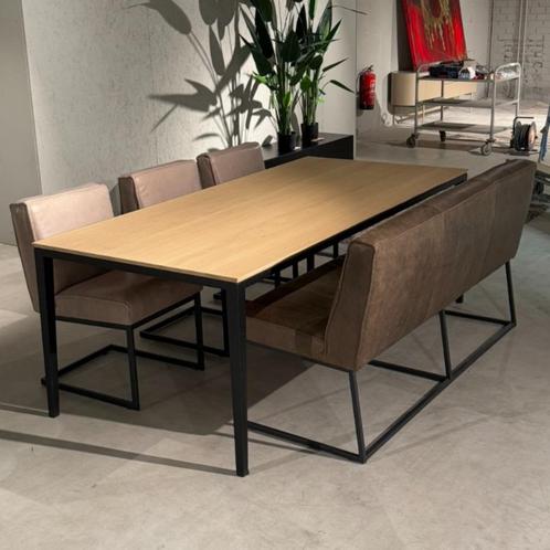 Eetkamerstoel & Bank Ronah, Huis en Inrichting, Stoelen, Nieuw, Vier, Leer, Bruin, Ophalen