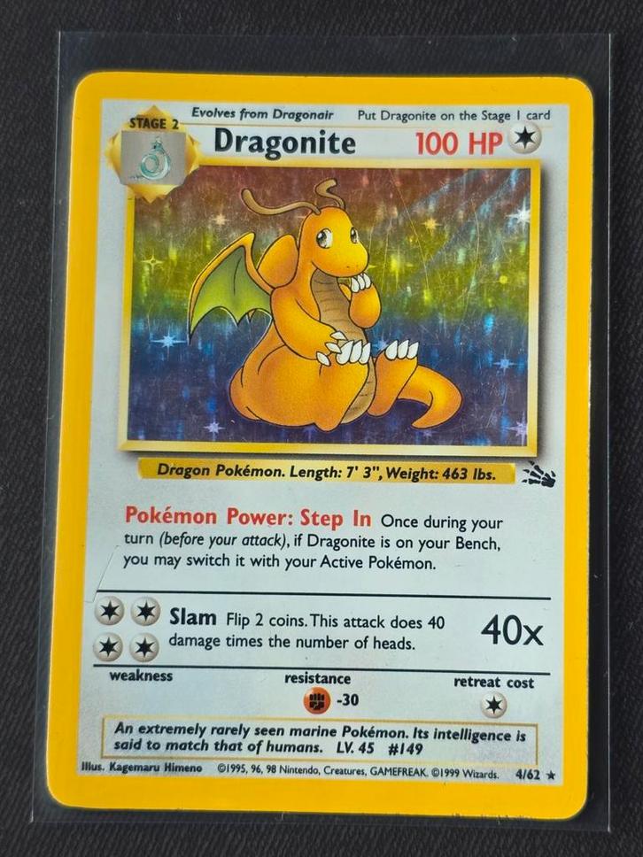 Dragonite Fossil 4 - Holo - Good, Hobby en Vrije tijd, Verzamelkaartspellen | Pokémon, Gebruikt, Losse kaart, Foil, Ophalen of Verzenden