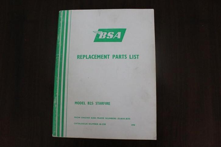 BSA B25 Starfire 1970 motorcycle parts list, Motoren, Handleidingen en Instructieboekjes, Overige merken, Ophalen of Verzenden