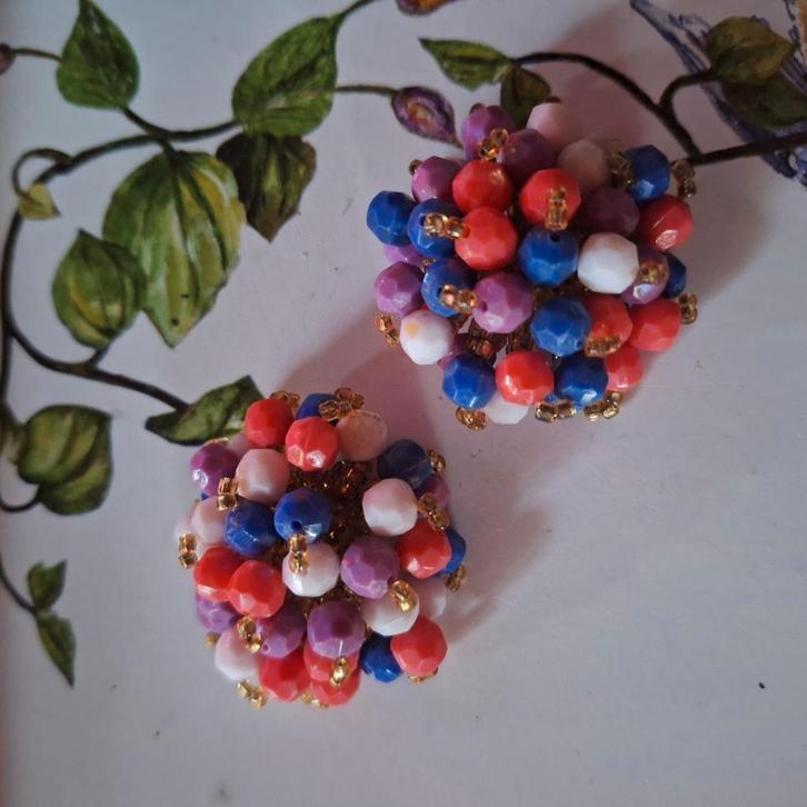 Veelkleurige clips oorbellen,, Sieraden, Tassen en Uiterlijk, Oorbellen, Gebruikt, Overige materialen, Ophalen of Verzenden