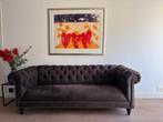 Chesterfieldbank zwart, Ophalen, Gebruikt, Chesterfield, Driepersoons
