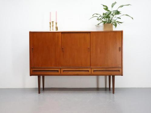 Deens design wandmeubel | Teak | Jaren 60, Huis en Inrichting, Kasten | Wandmeubels, Zo goed als nieuw, 100 tot 150 cm, 150 tot 200 cm